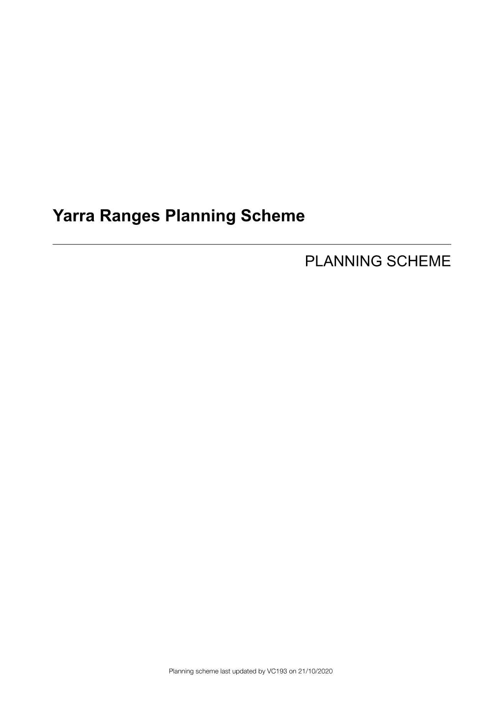 Yarra Ranges Planning Scheme