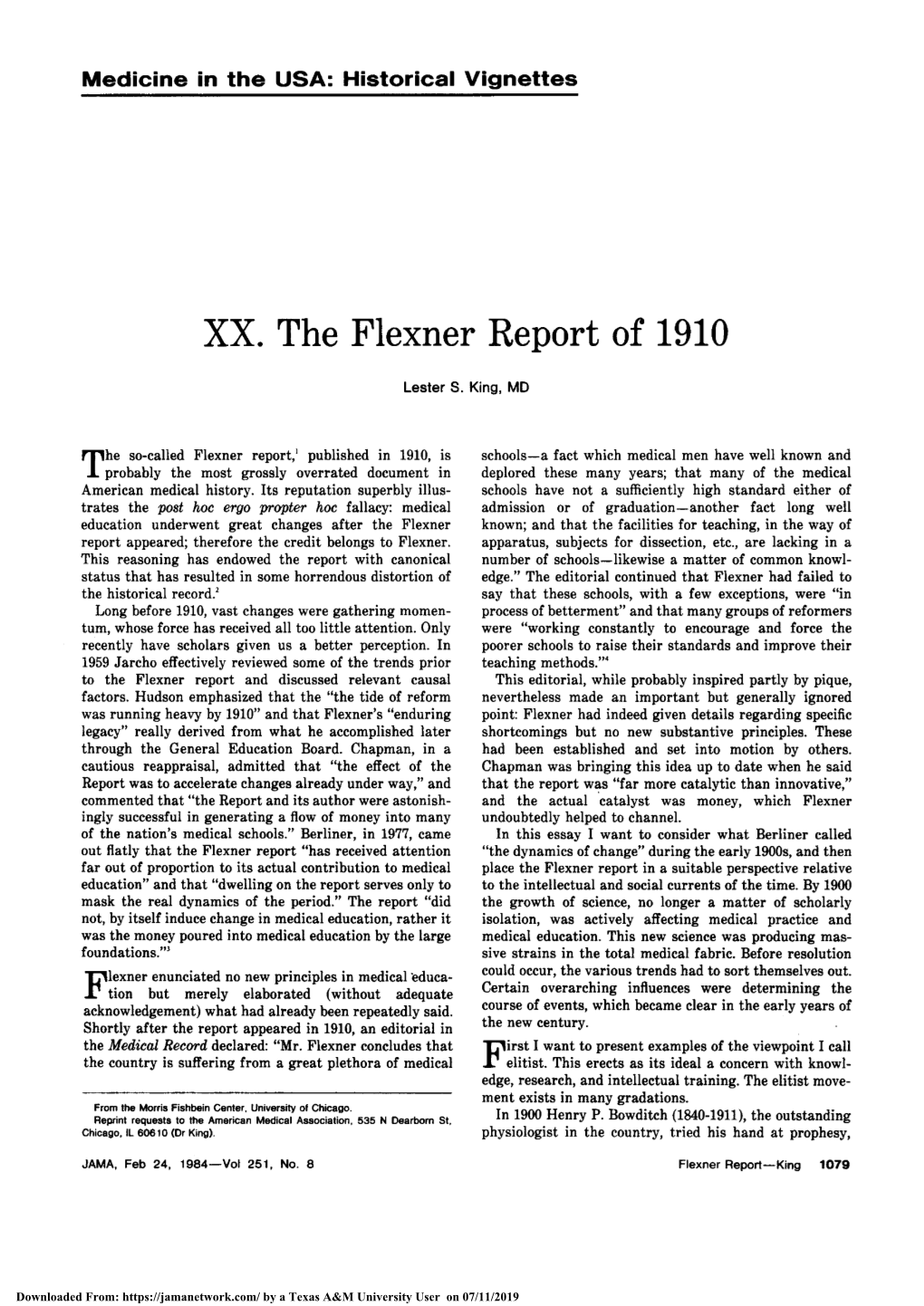 XX. the Flexner Report of 1910