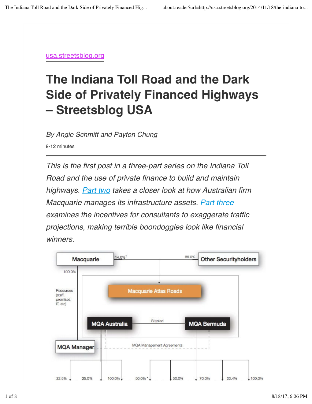 The Indiana Toll Road and the Dark Side of Privately Financed Hig