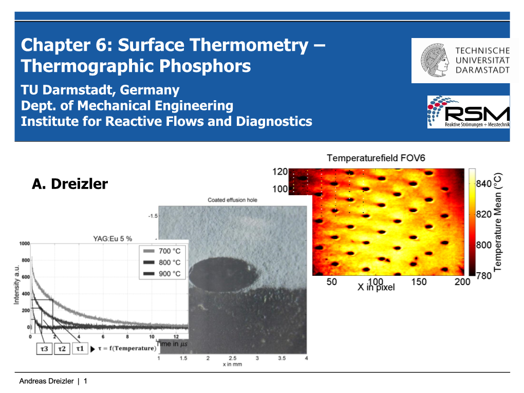 Chapter 6: Surface Thermometry – Thermographic Phosphors TU Darmstadt, Germany Dept