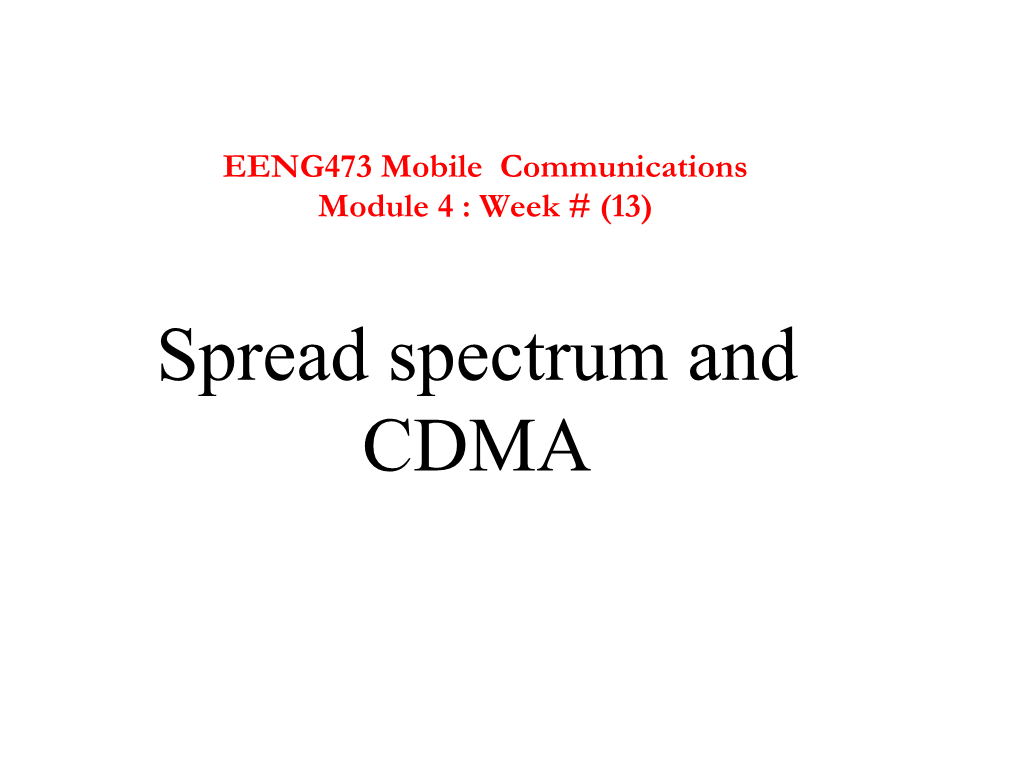 Spread Spectrum and CDMA