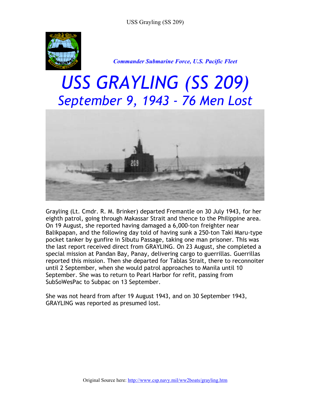 USS Grayling (SS 209)