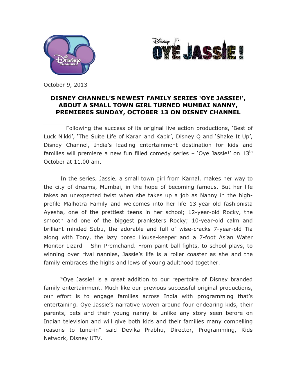 Oye Jassie!’, About a Small Town Girl Turned Mumbai Nanny, Premieres Sunday, October 13 on Disney Channel