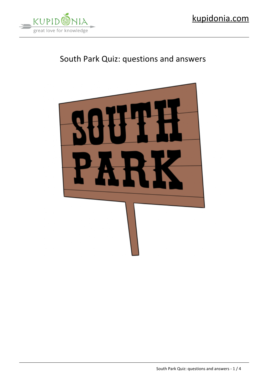 South Park Quiz: Questions and Answers