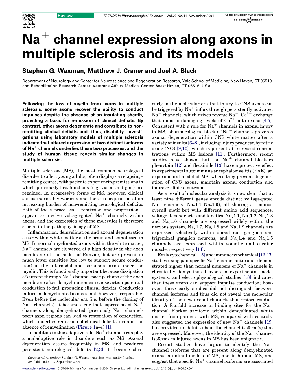 Nac Channel Expression Along Axons in Multiple Sclerosis and Its Models