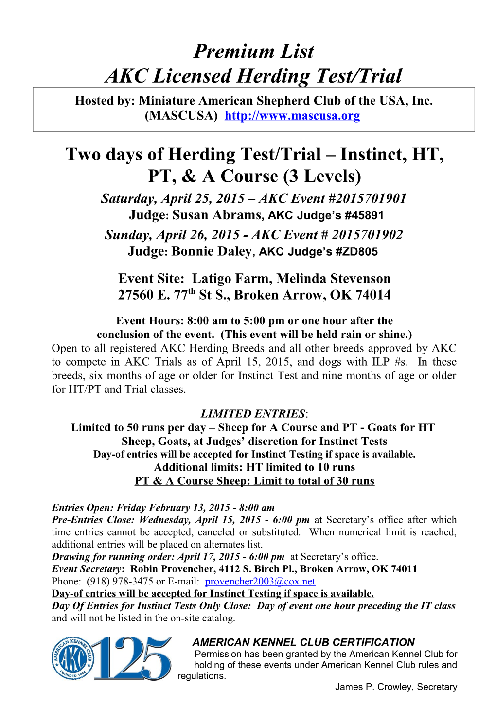 Premium Listakc Licensed Herding Test/Trial s1