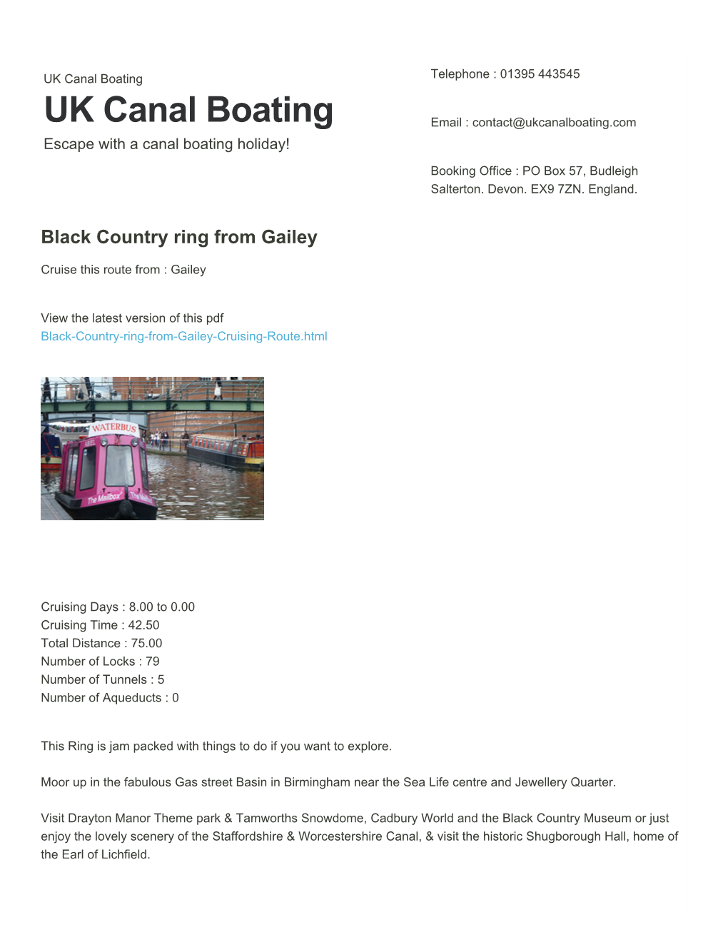 Black Country Ring from Gailey | UK Canal Boating