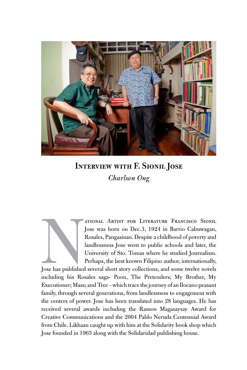 Interview with F. Sionil Jose Charlson Ong