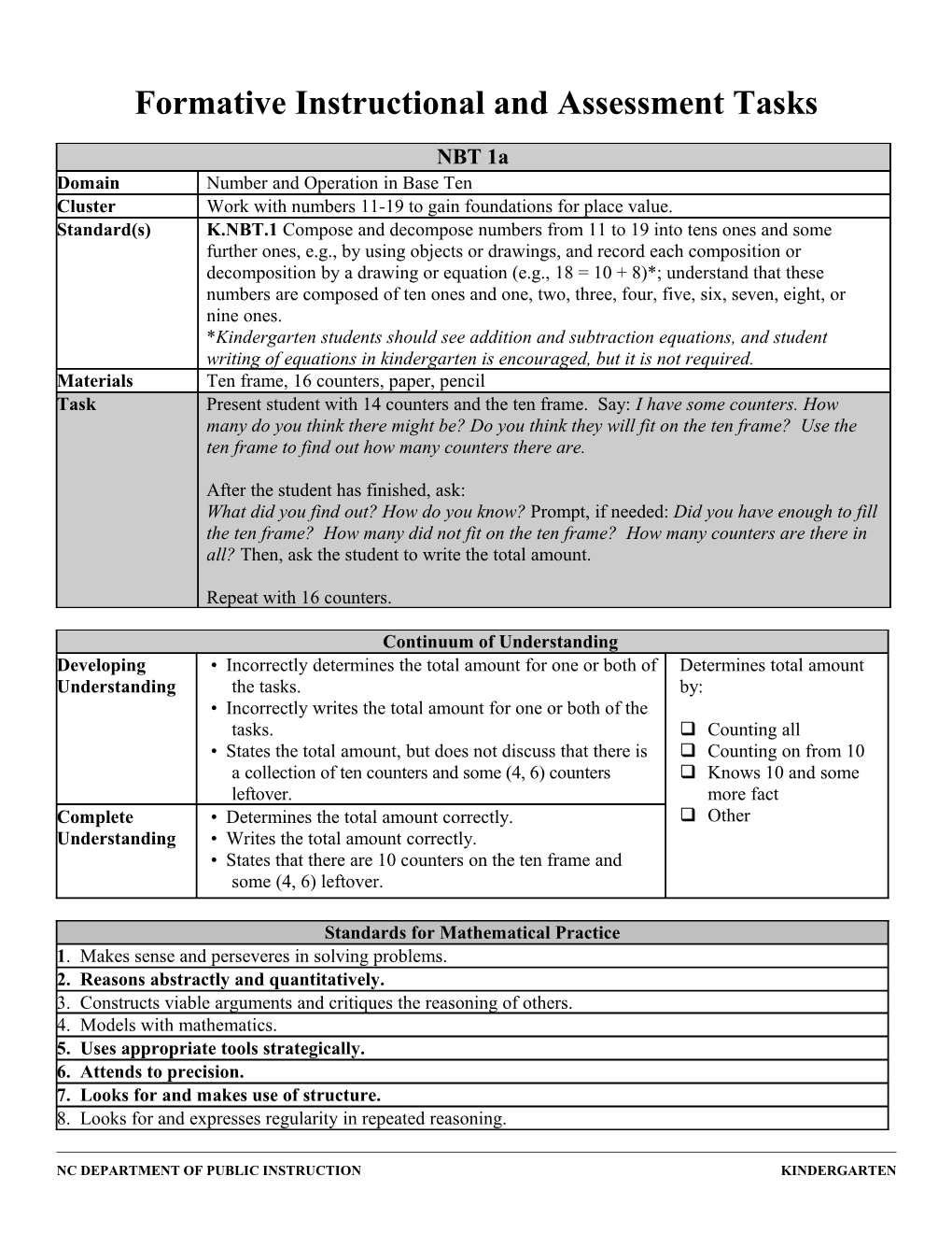 Formative Instructional and Assessment Tasks s9