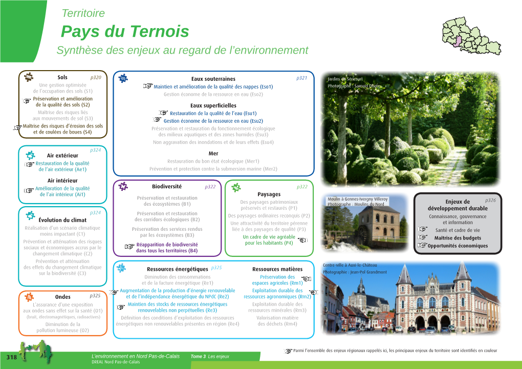 Territoire Pays Du Ternois Synthèse Des Enjeux Au Regard De L’Environnement