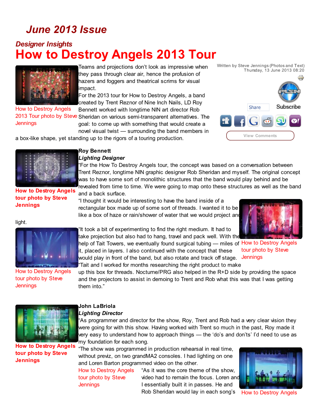 How to Destroy Angels 2013 Tour