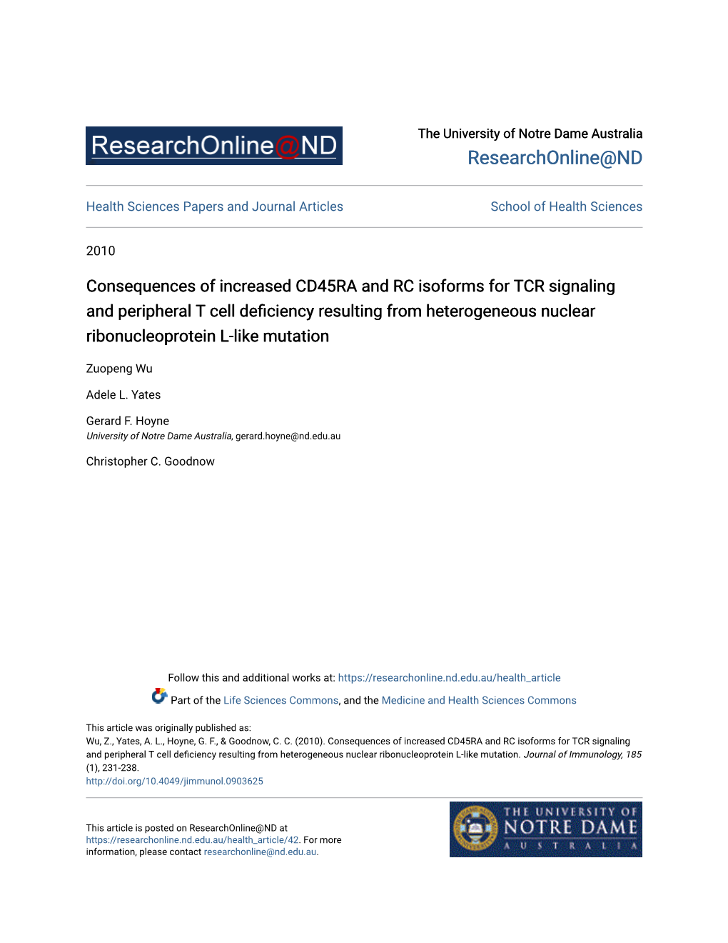 Consequences of Increased CD45RA and RC Isoforms for TCR Signaling and Peripheral T Cell Deficiency Resulting from Heterogeneous