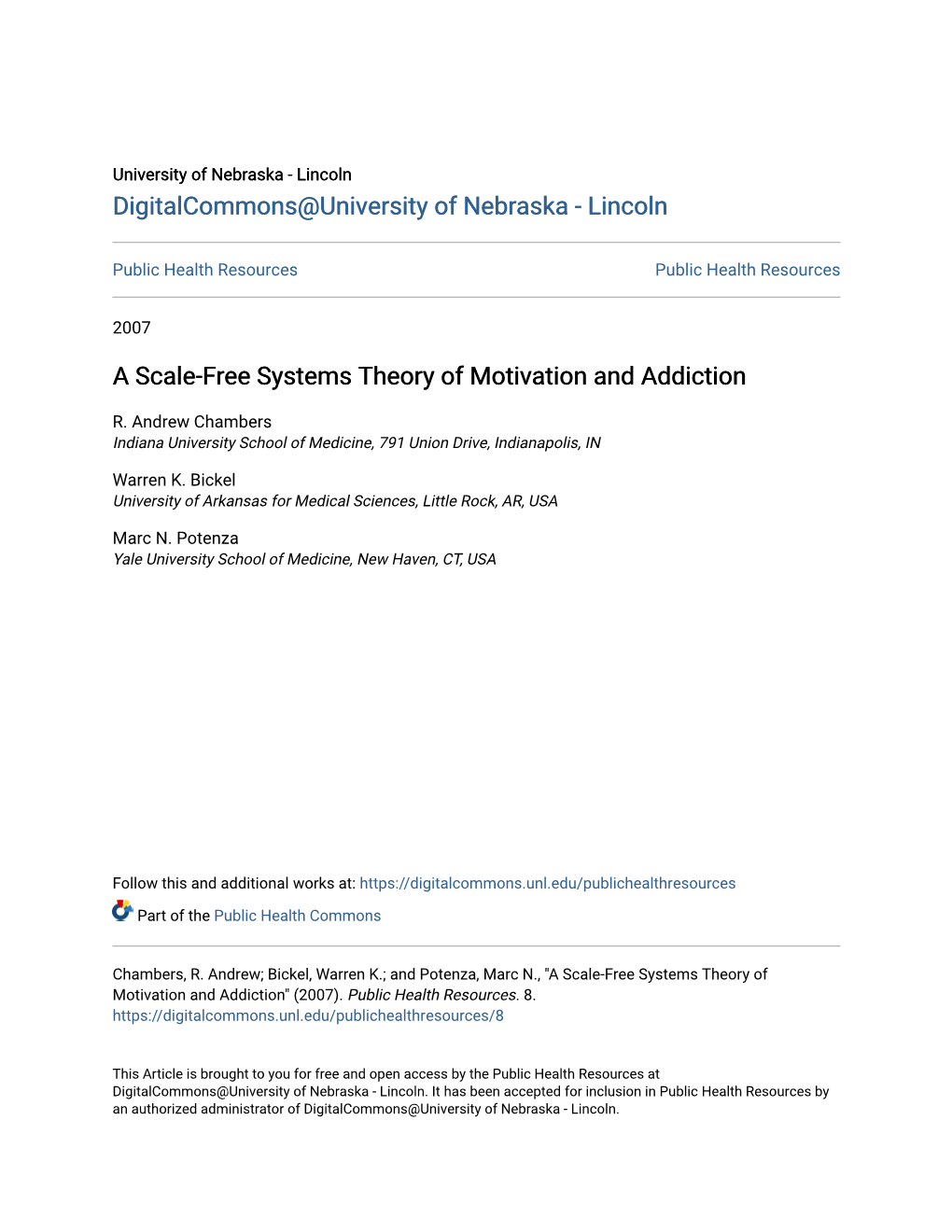 A Scale-Free Systems Theory of Motivation and Addiction