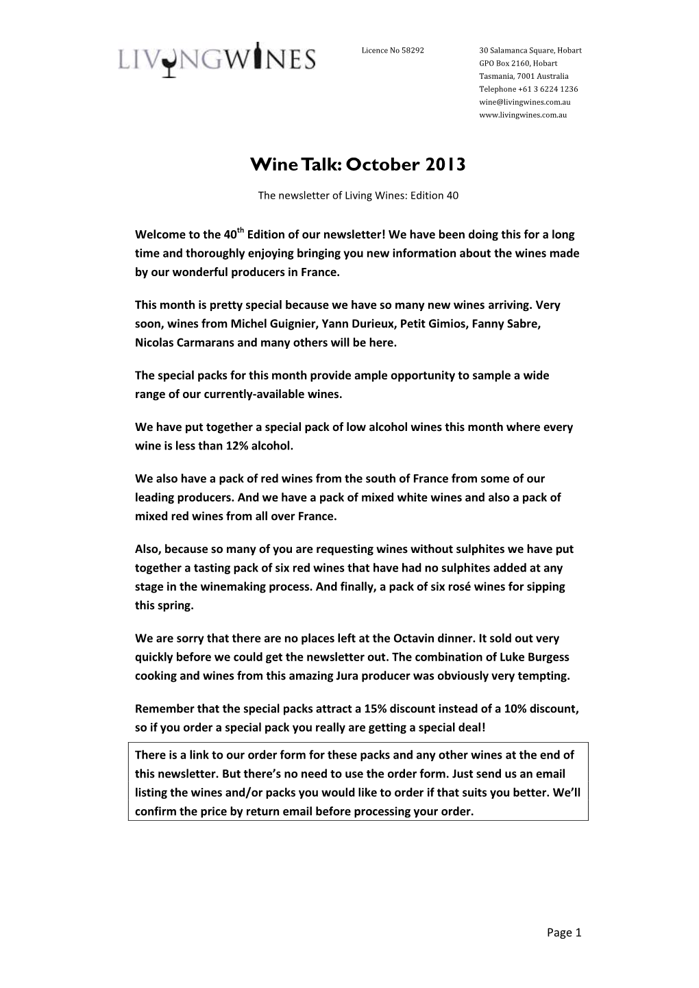 Wine Talk: October 2013