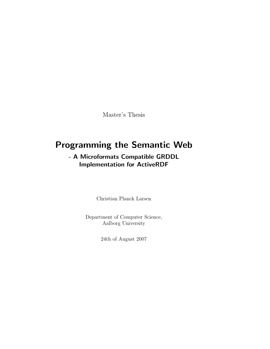 Programming the Semantic Web - a Microformats Compatible GRDDL Implementation for Activerdf