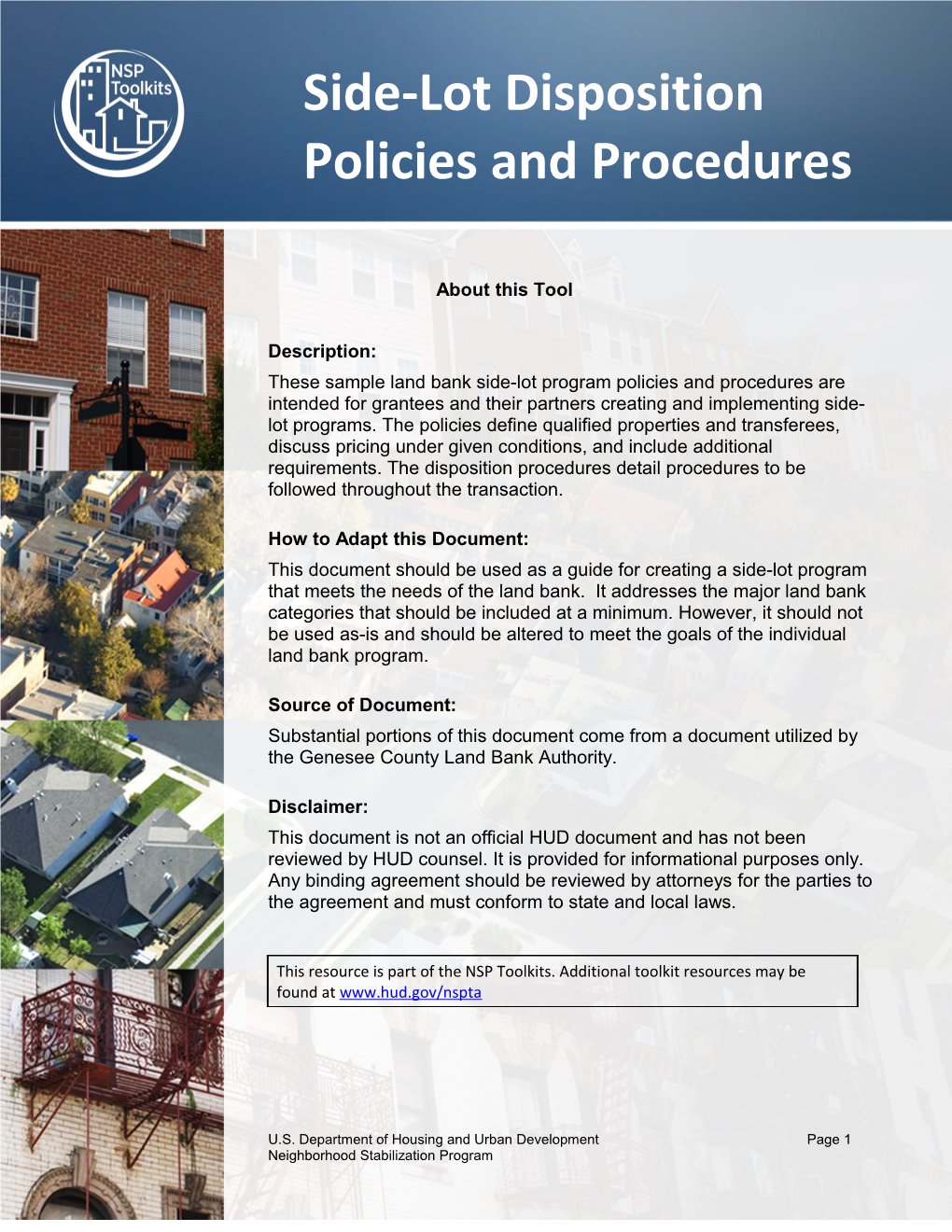 Side-Lot Disposition Policy and Procedures