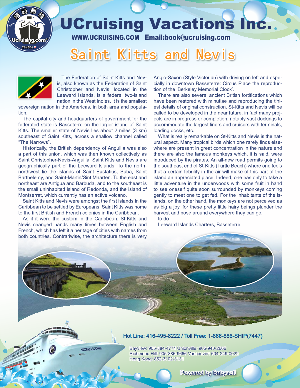 Ucruising Vacations Inc. Saint Kitts and Nevis