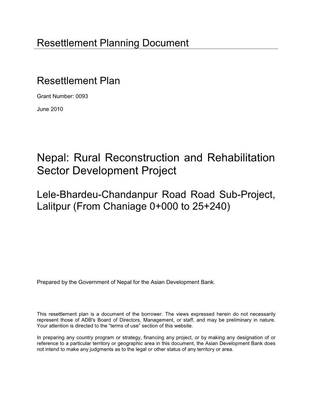 40554-022: Lele-Bhardeu-Chandanpur Road Sub-Project Resettlement Plan