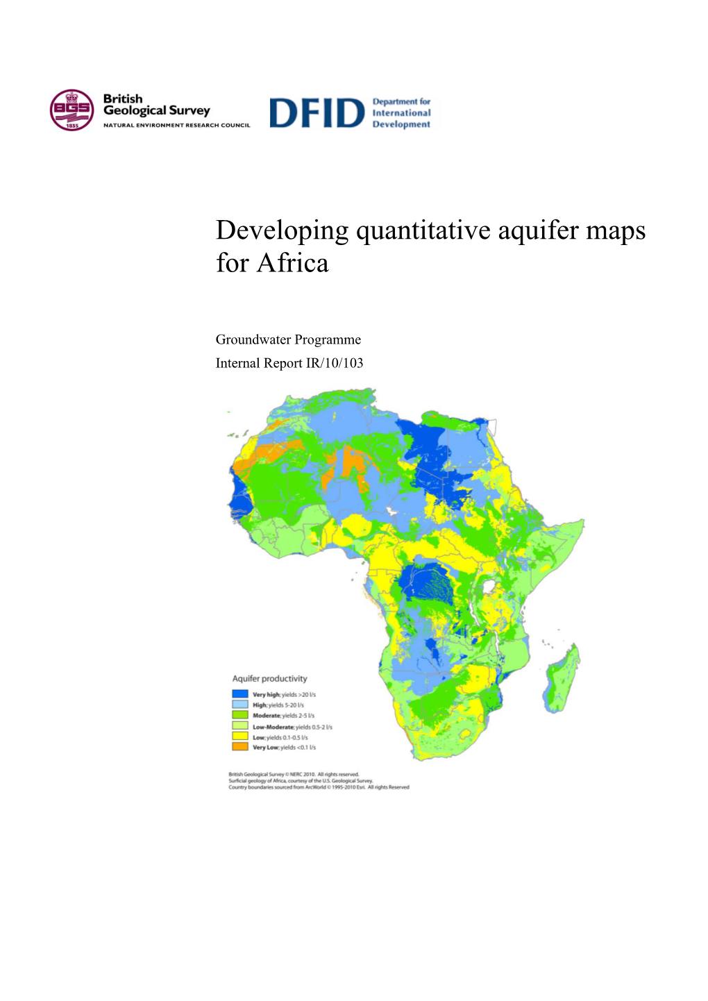 Developing Quantitative Aquifer Maps for Africa