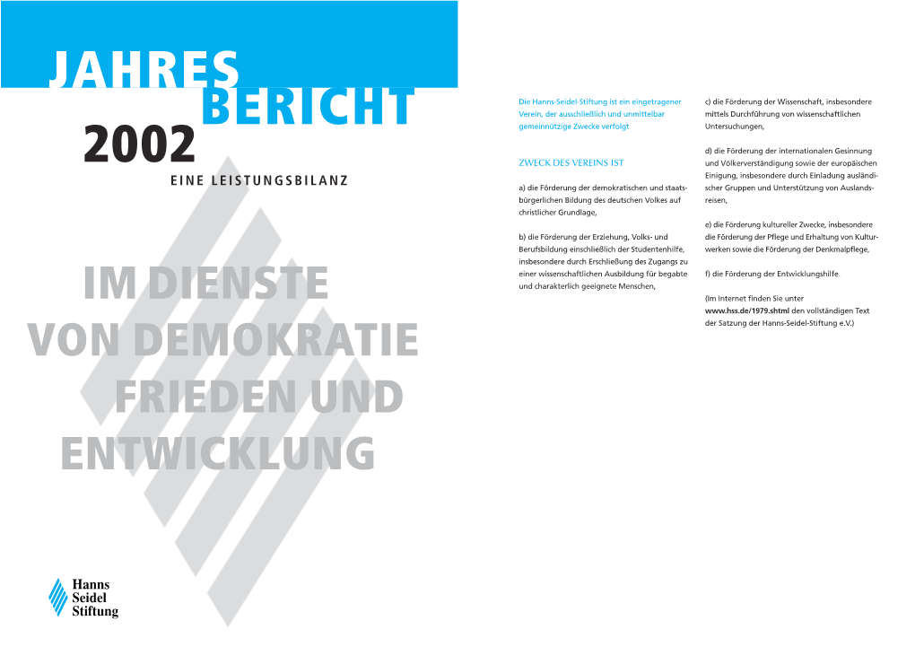 Jahresbericht Der Hanns-Seidel-Stiftung 2002