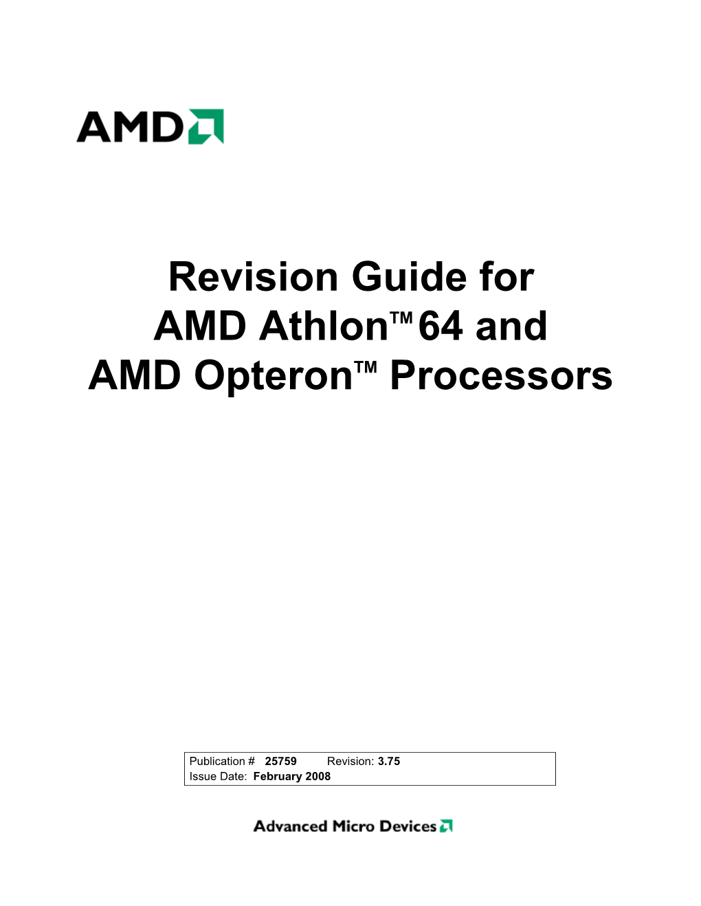 Revision Guide for AMD Athlon(Tm) 64 and AMD Opteron