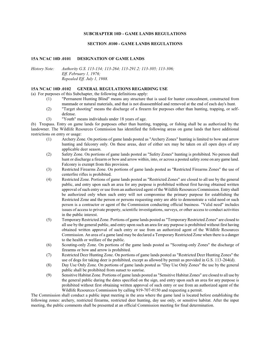 Subchapter 10D - Game Lands Regulations