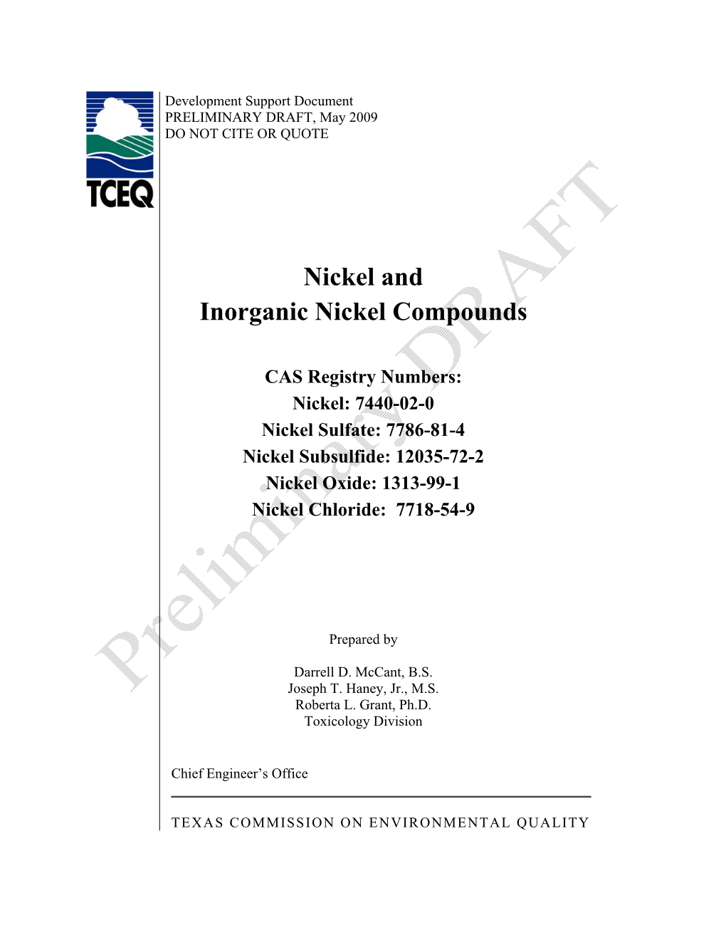 Nickel and Inorganic Nickel Compounds