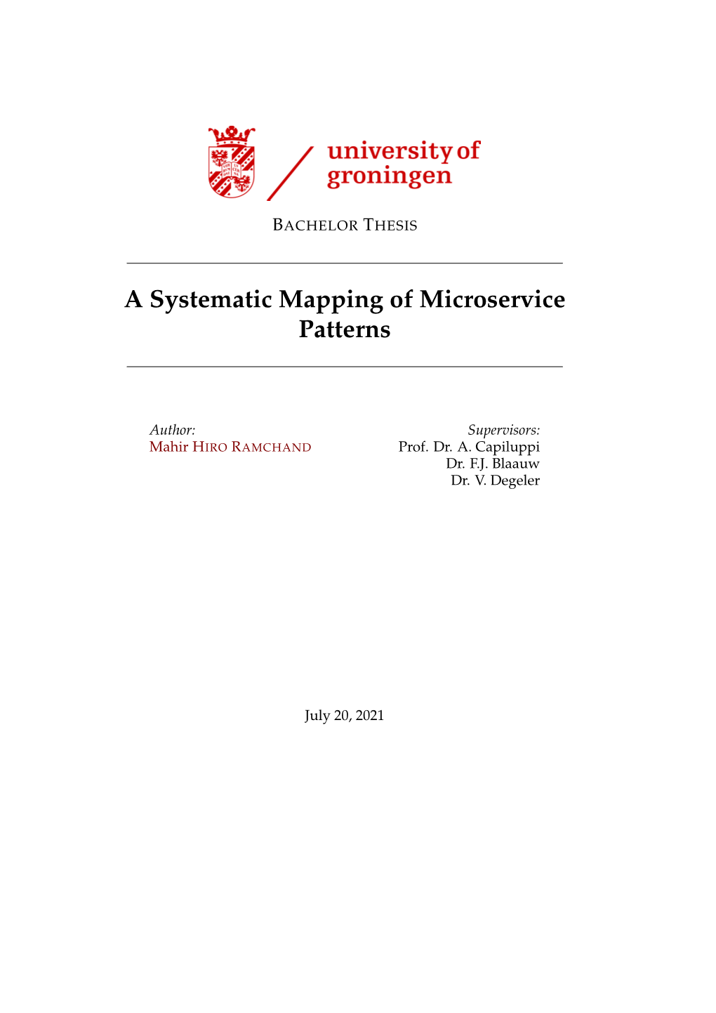 A Systematic Mapping of Microservice Patterns