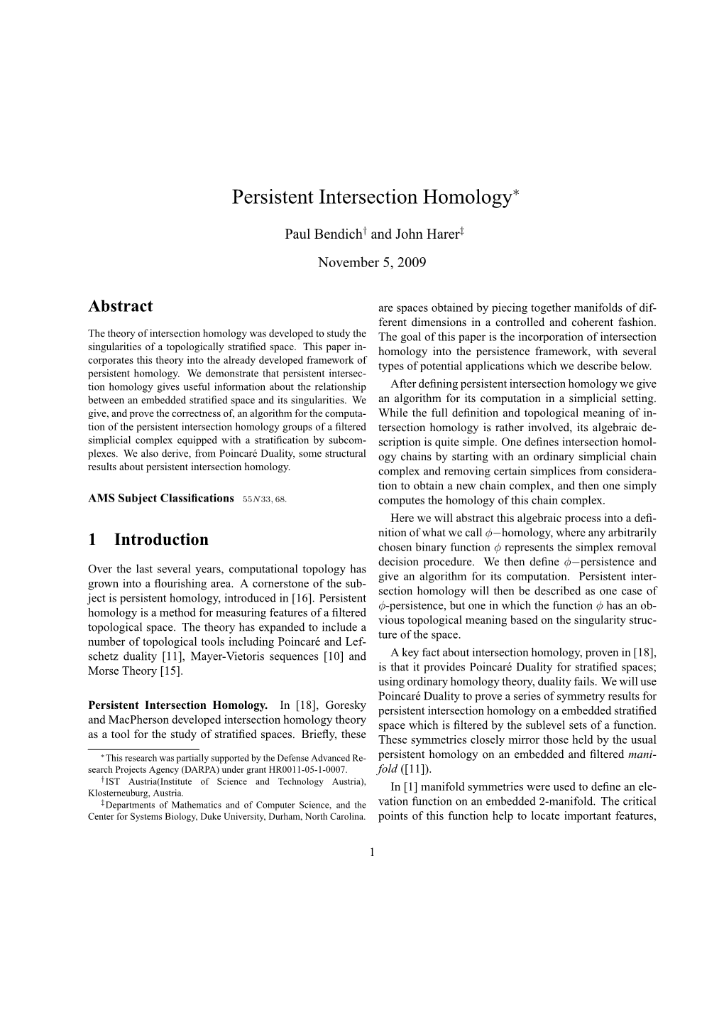 Persistent Intersection Homology∗