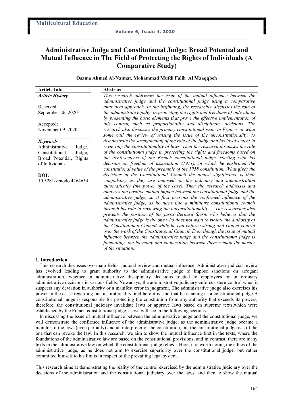 Administrative Judge and Constitutional Judge: Broad Potential and Mutual Influence in the Field of Protecting the Rights of Individuals (A Comparative Study)