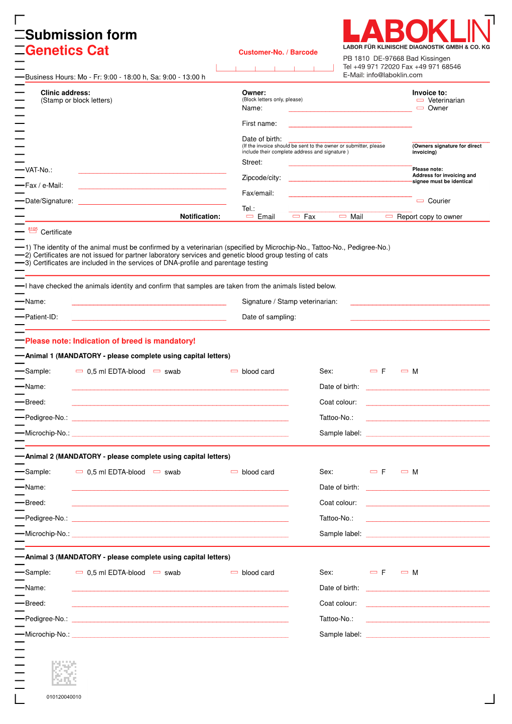 Submission Form Genetics