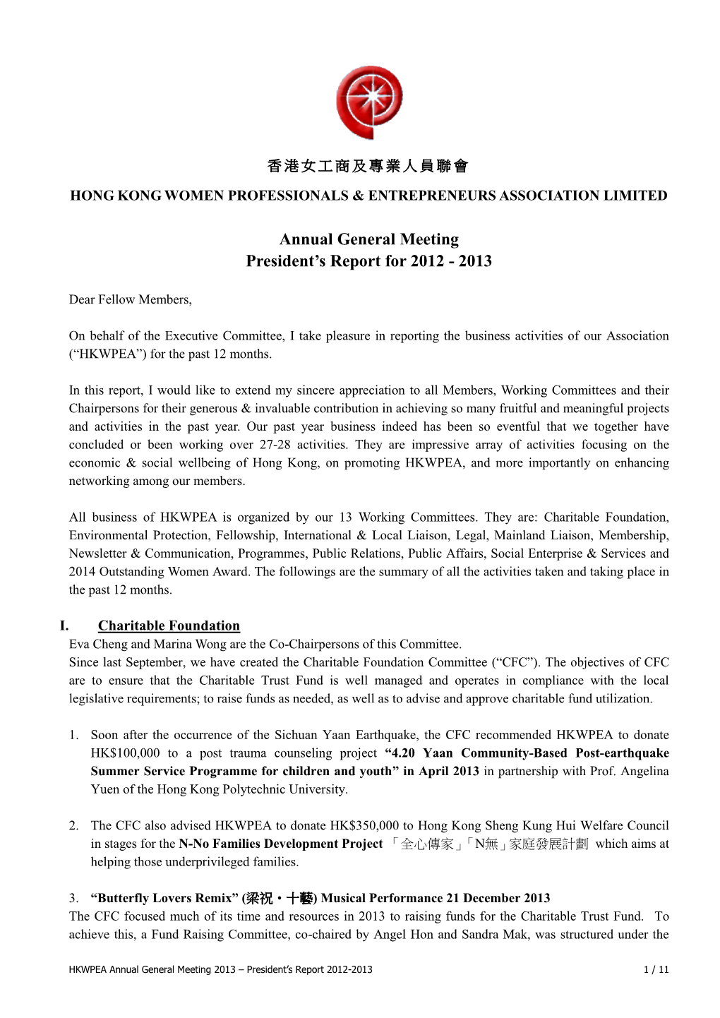 President's Report for 2012-2013