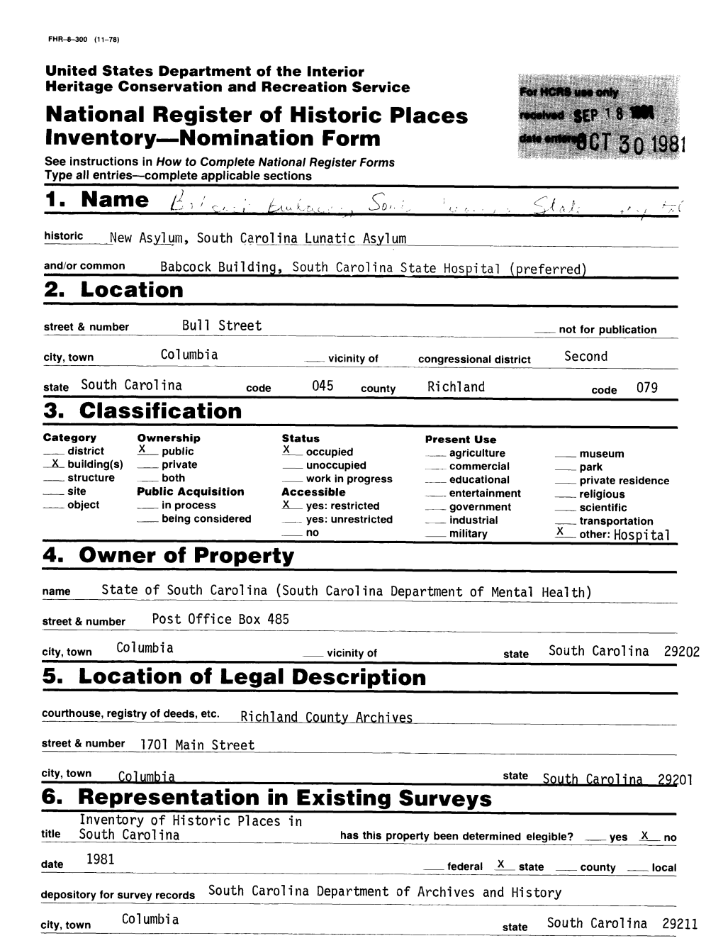 National Register of Historic Places Inventory Nomination Form 1