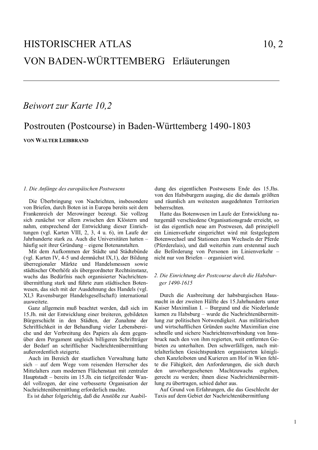 Historischer Atlas 10, 2 Von Baden-Württemberg