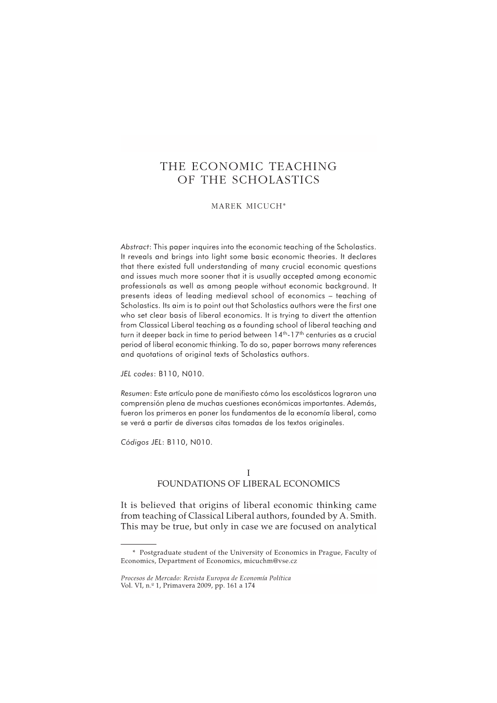 The Economic Teaching of the Scholastics