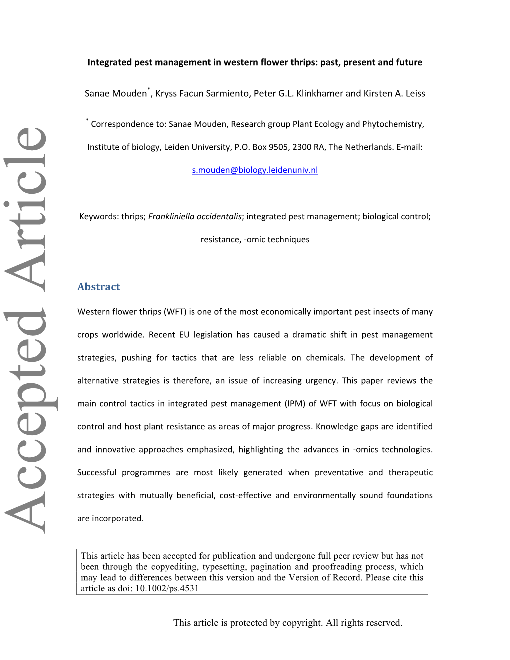 Integrated Pest Management in Western Flower Thrips