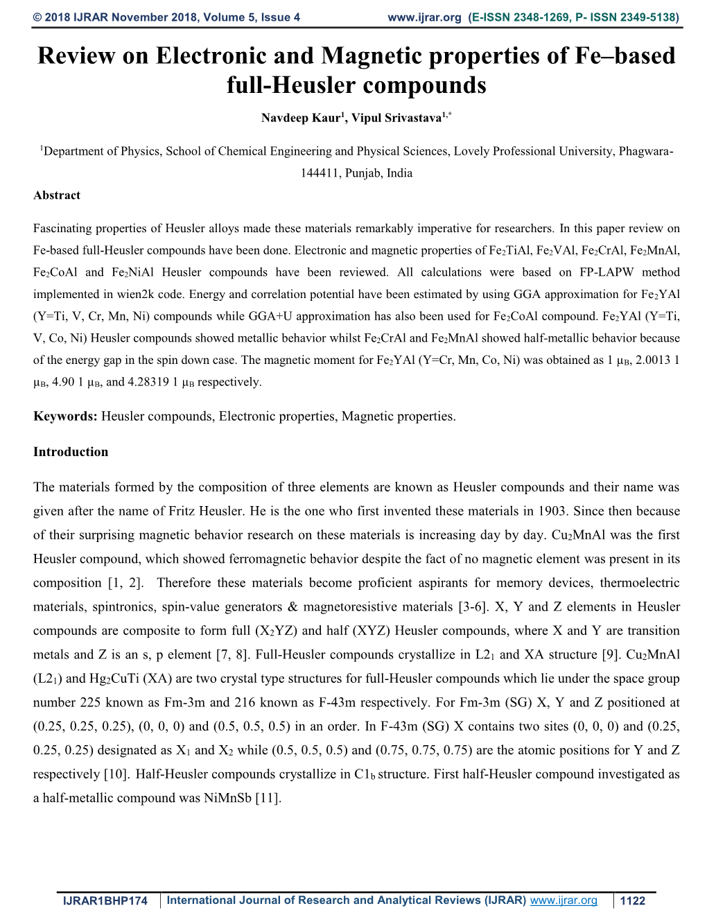 Review on Electronic and Magnetic Properties of Fe–Based Full-Heusler Compounds