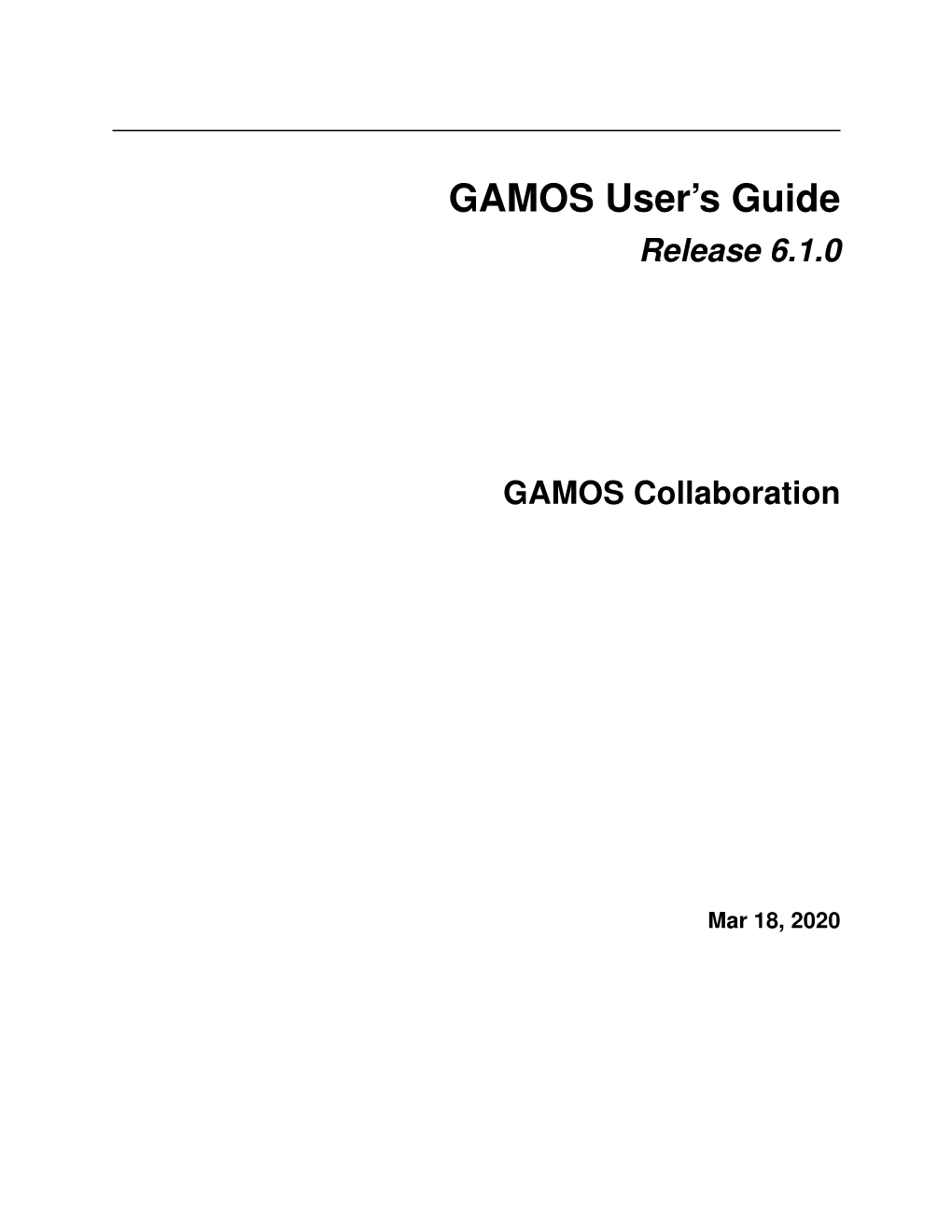 GAMOS User's Guide