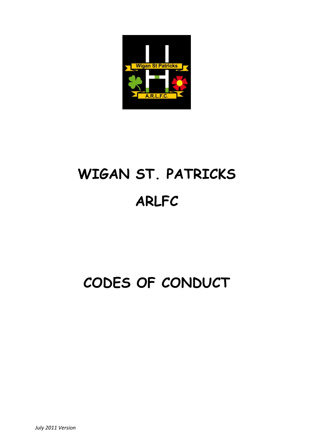 Wigan St. Patricks Arlfc Codes of Conduct