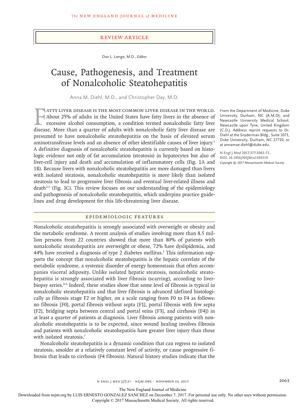 Cause, Pathogenesis, and Treatment of Nonalcoholic Steatohepatitis