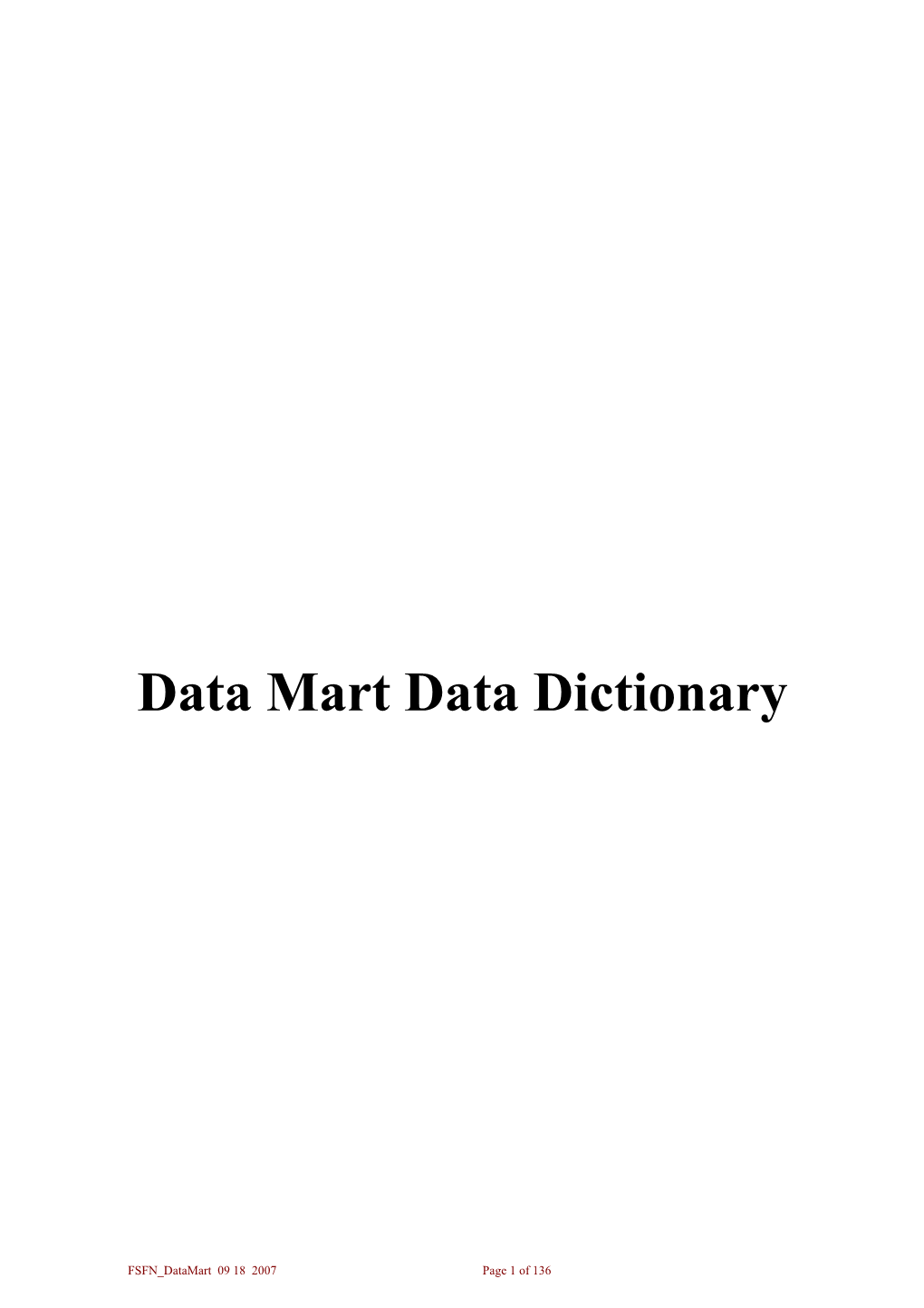 Data Mart Data Dictionary