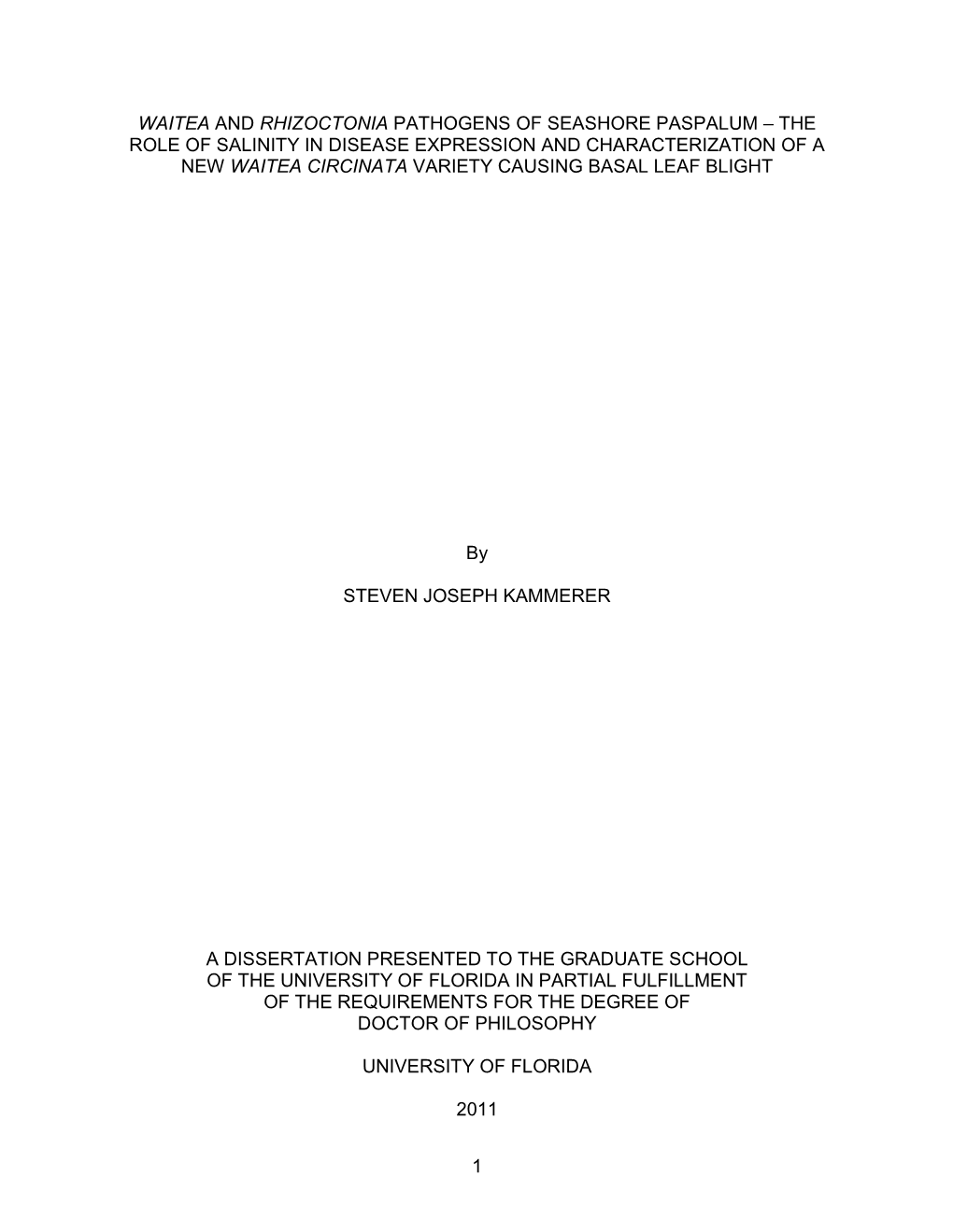 Waitea and Rhizoctonia Pathogens of Seashore Paspalum