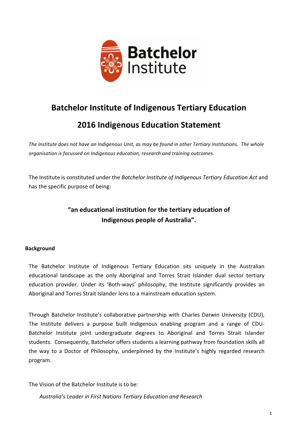 Indigenous Education Statement