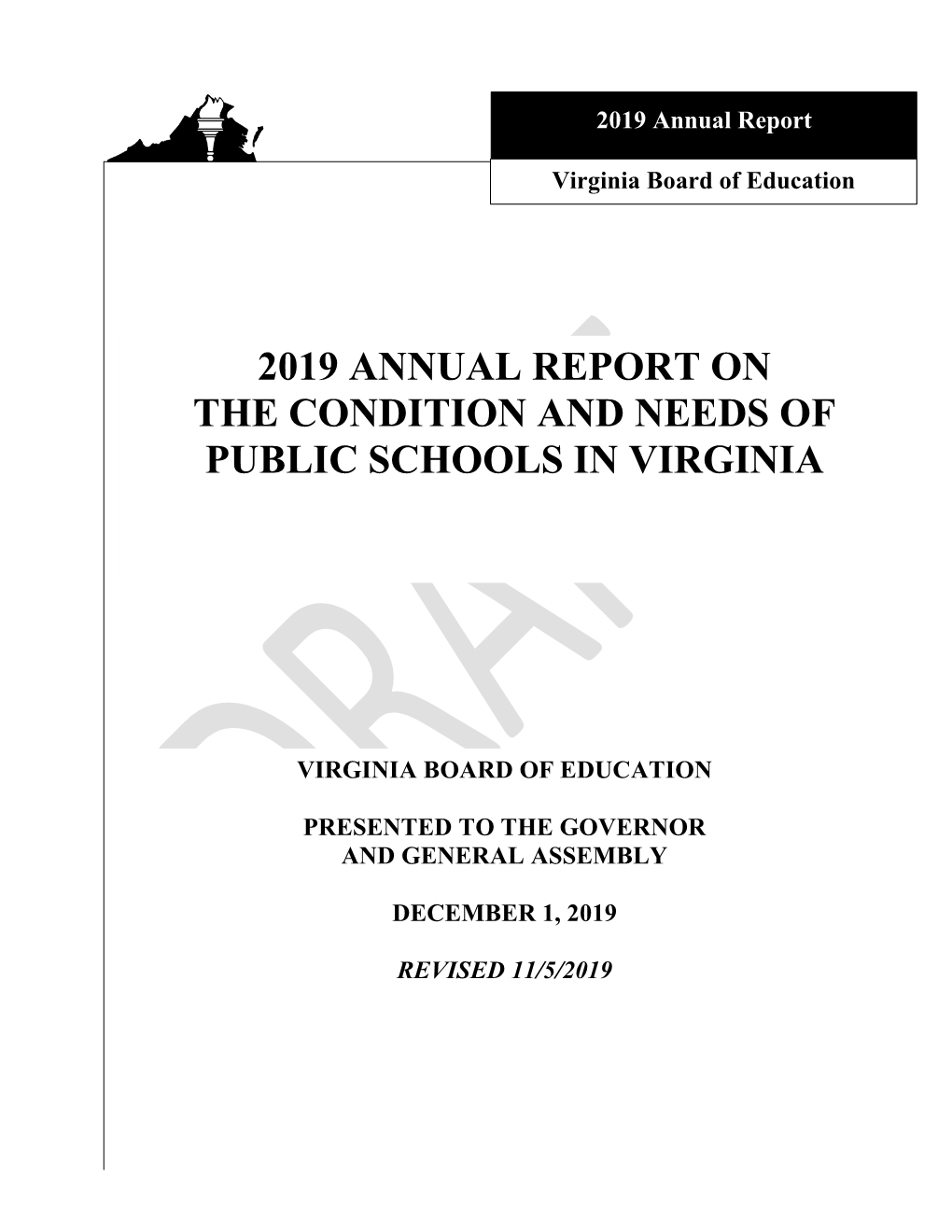 2019 Annual Report on the Condition and Needs of Public Schools in Virginia