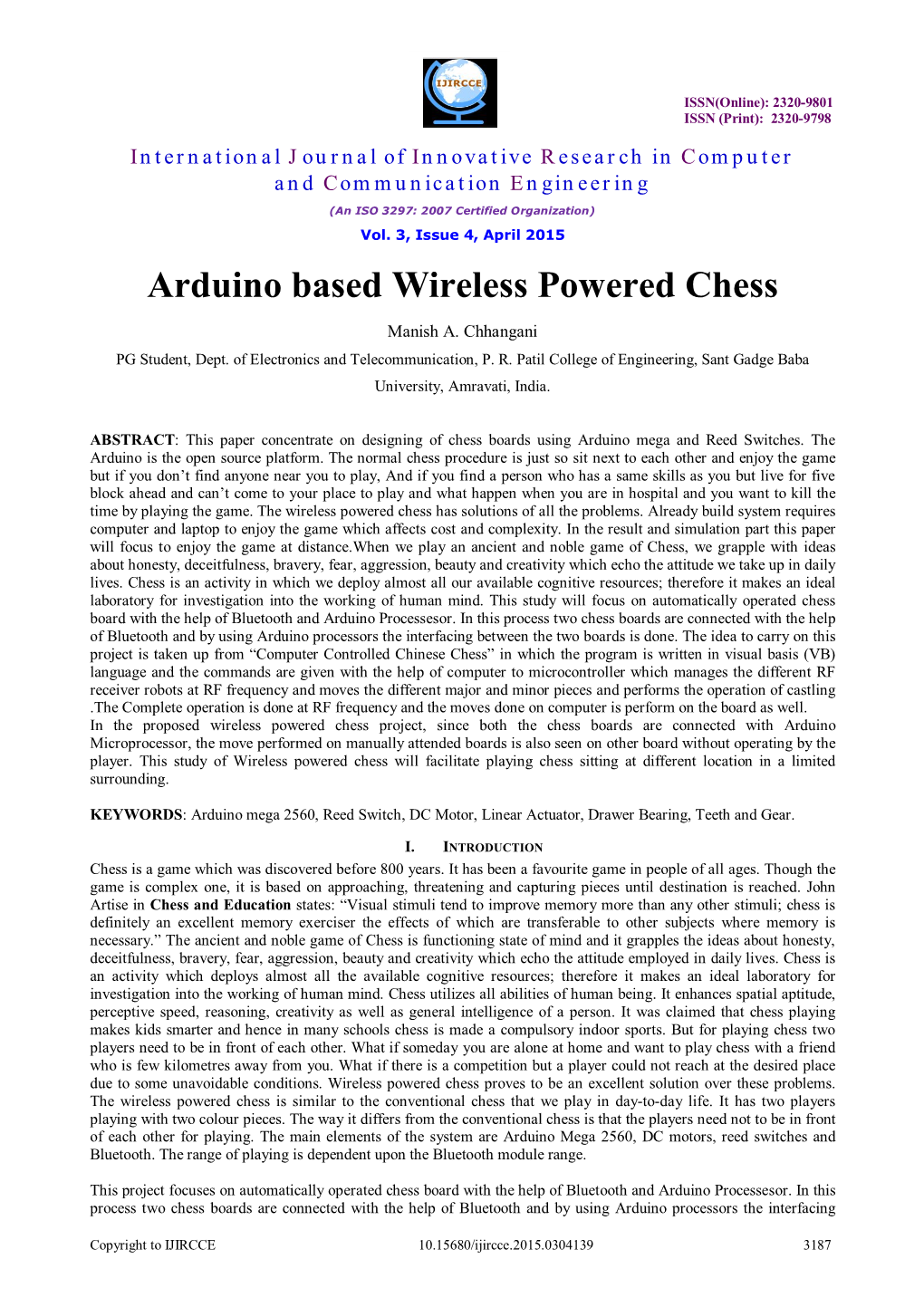 Arduino Based Wireless Powered Chess