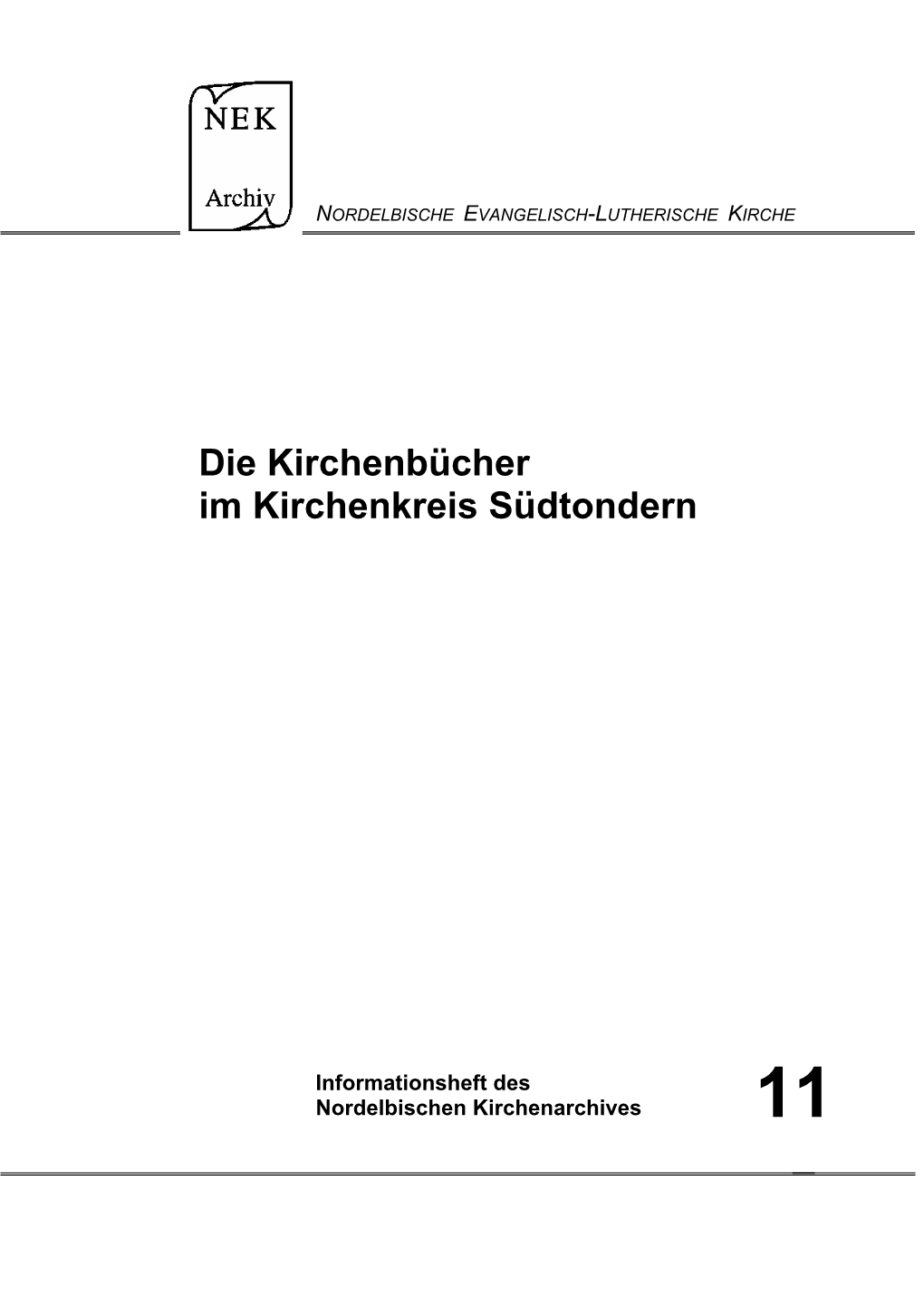 Die Kirchenbücher Im Kirchenkreis Südtondern