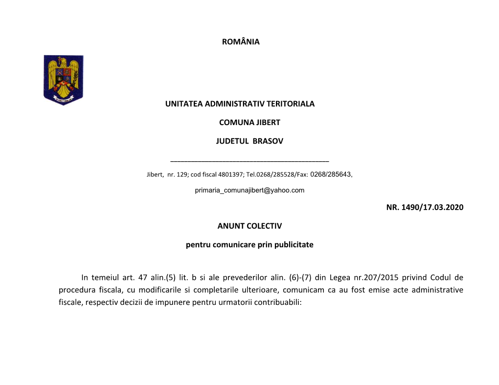 România Unitatea Administrativ Teritoriala