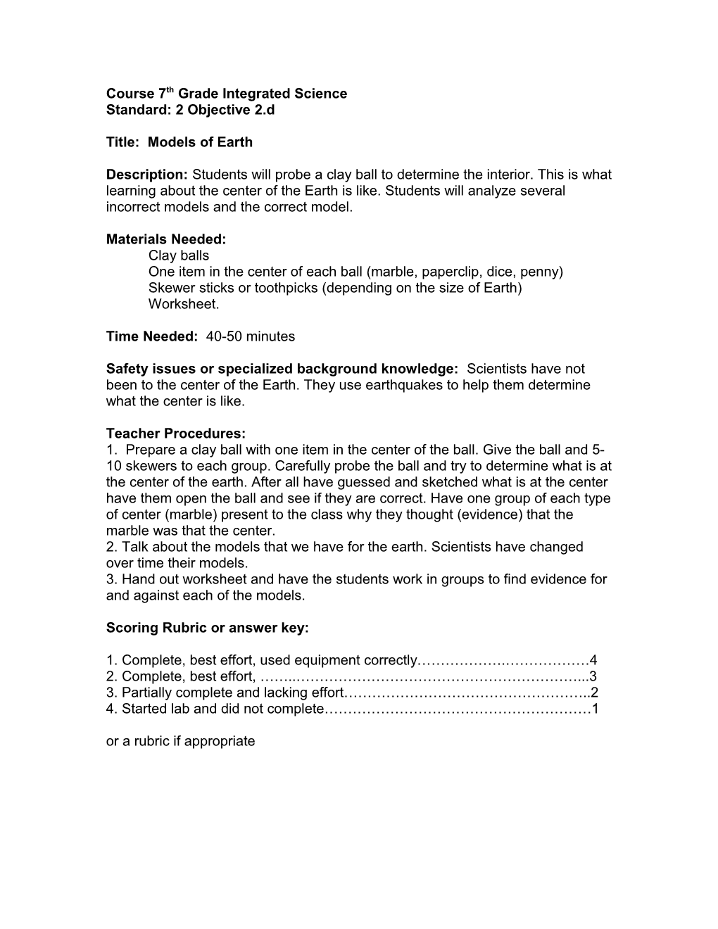 Course 7Th Grade Integrated Science