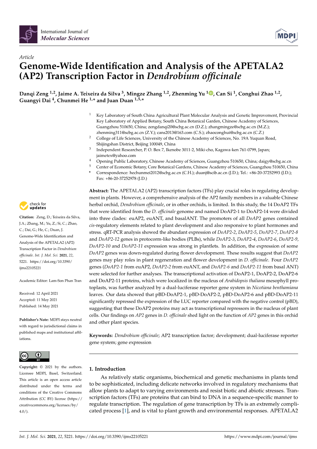 Transcription Factor in Dendrobium Officinale