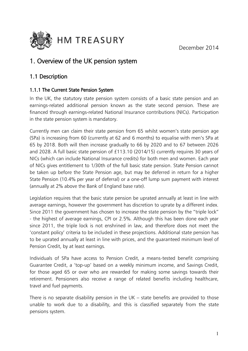 1. Overview of the UK Pension System